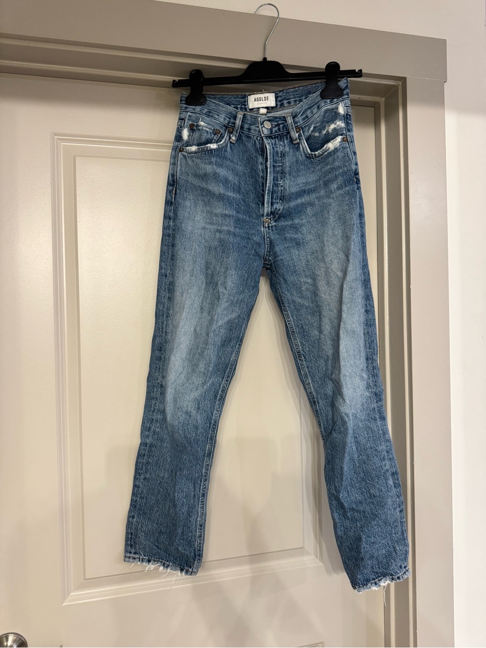 AGOLDE Light Blue Straight-Leg Ankle Length Jeans